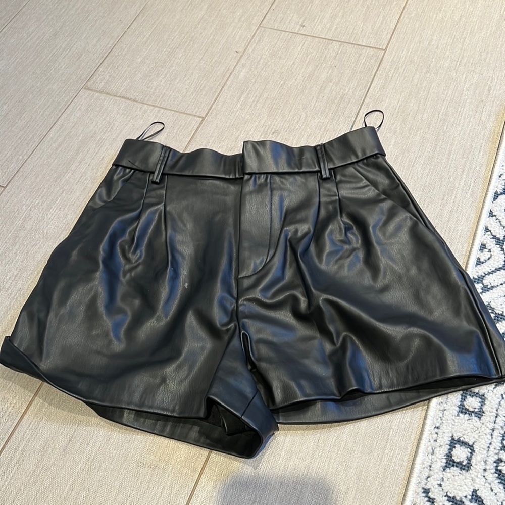Zara black leather shorts
